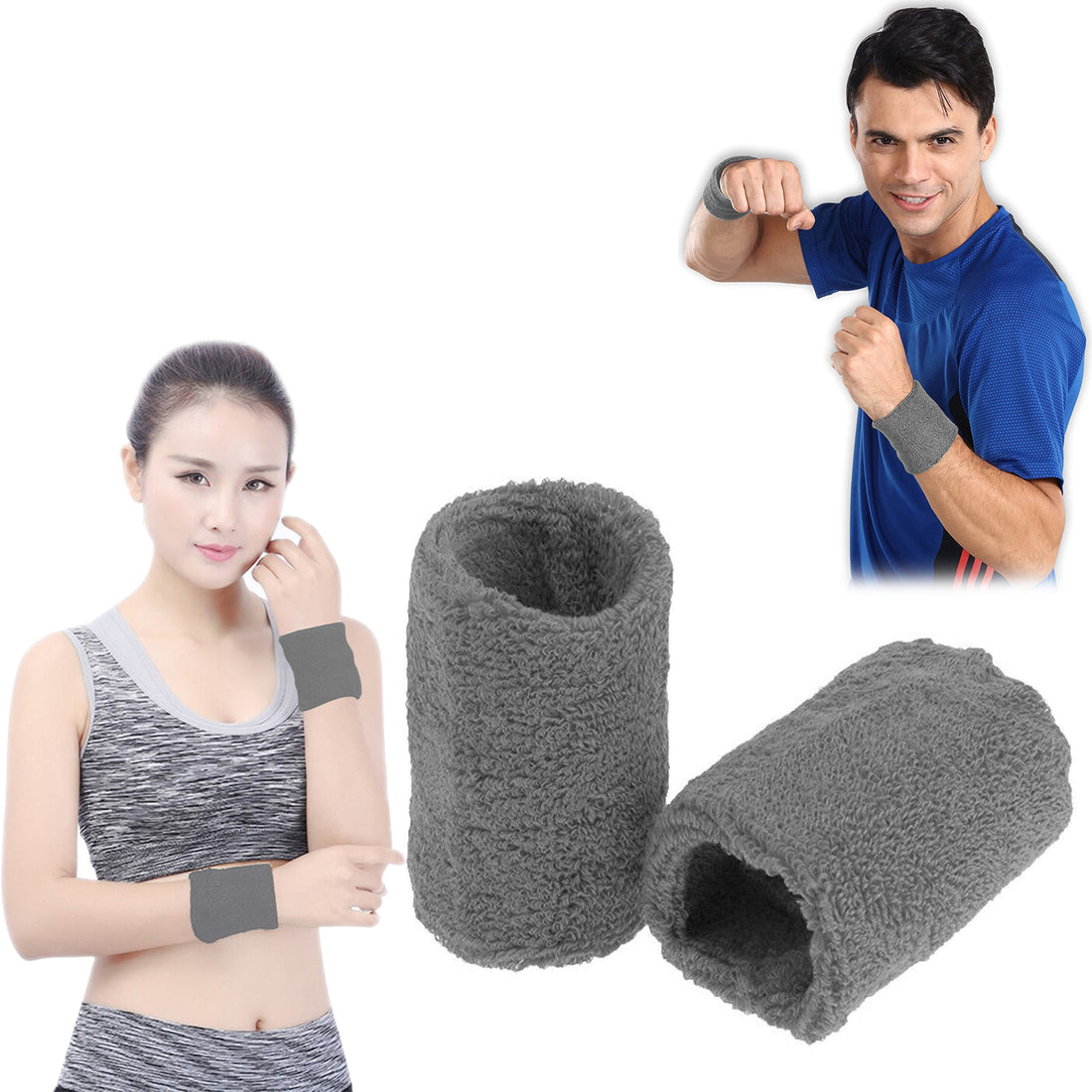 Sports Wrist Sweat Bands Handbands Unisex 80s Fitness Wool Sweatbands Gym Tennis