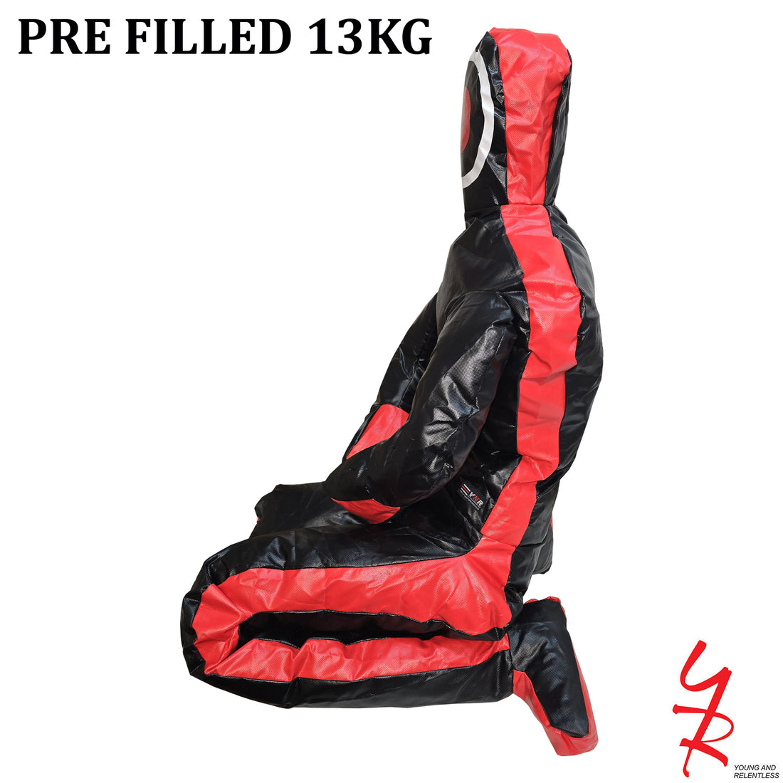 Brazilian Jiu Jitsu Synthetic Leather Grappling Kneeling Dummy Boxing judo MMA - Black/Red - KNEELING 6 Feet Pre Filled 13KG