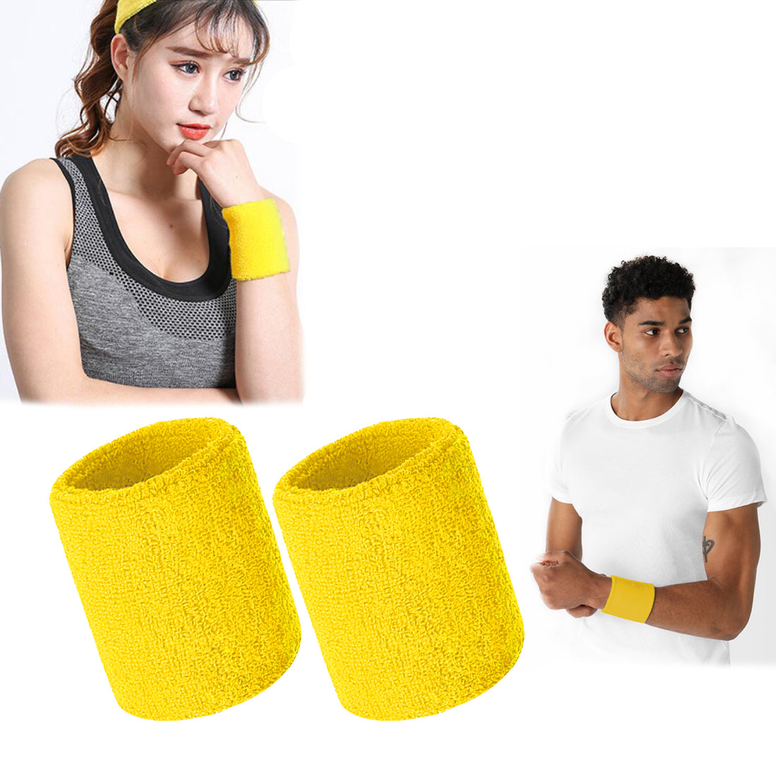 Sports Wrist Sweat Bands Handbands Unisex 80s Fitness Wool Sweatbands Gym Tennis