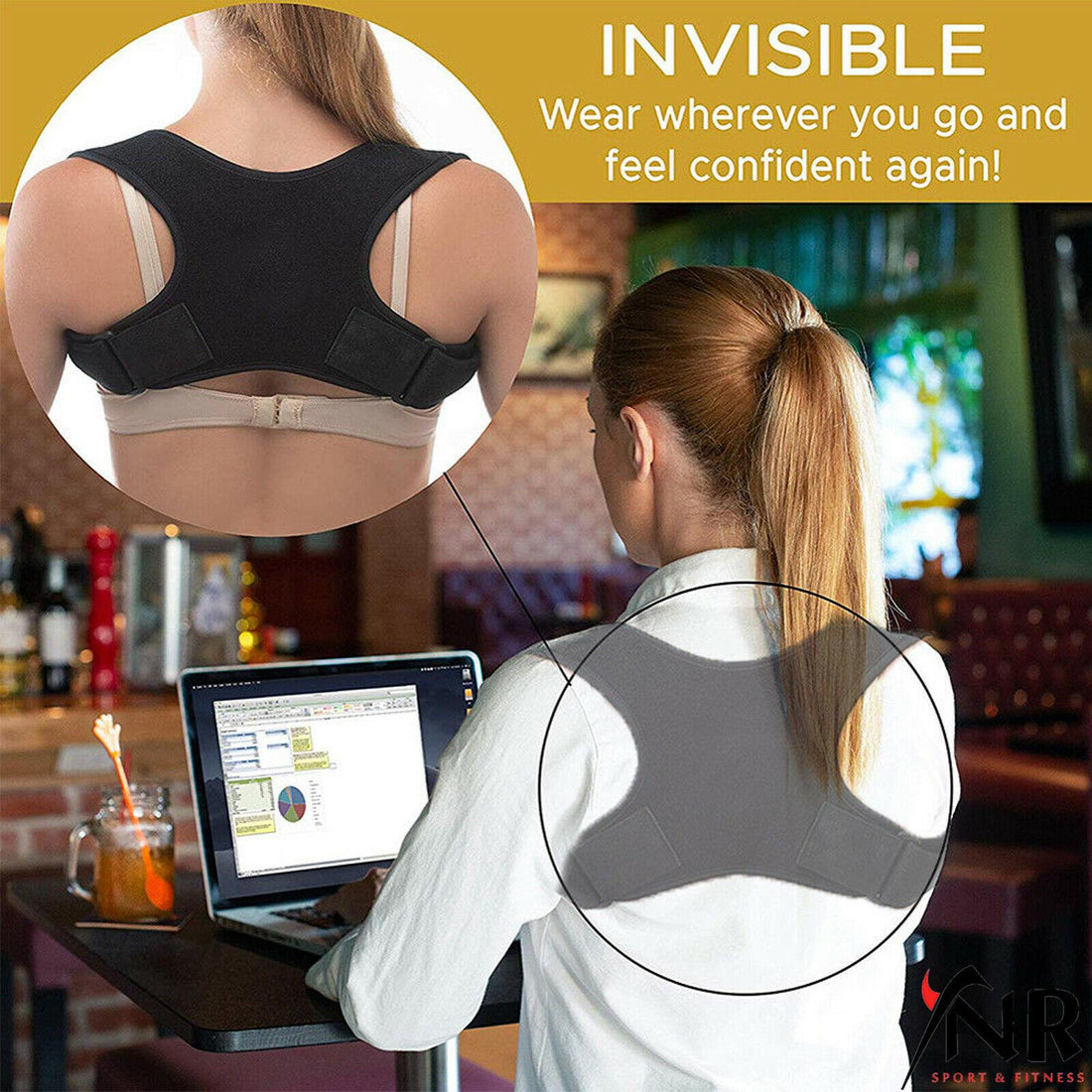 YNR Posture Corrector Brace Women Men BAD Back Support Clavicle Shoulder Body Belt