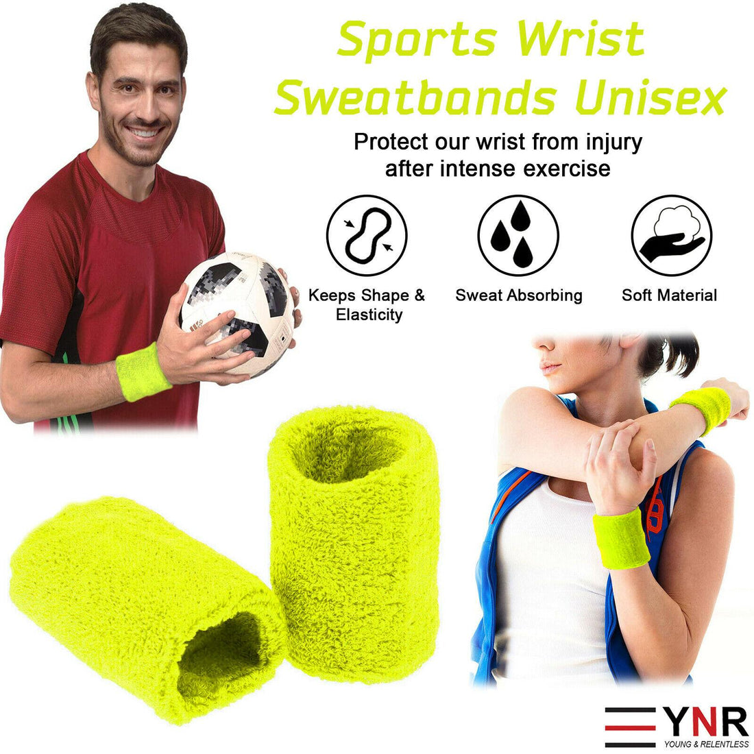 Sports Wrist Sweat Bands Handbands Unisex 80s Fitness Wool Sweatbands Gym Tennis