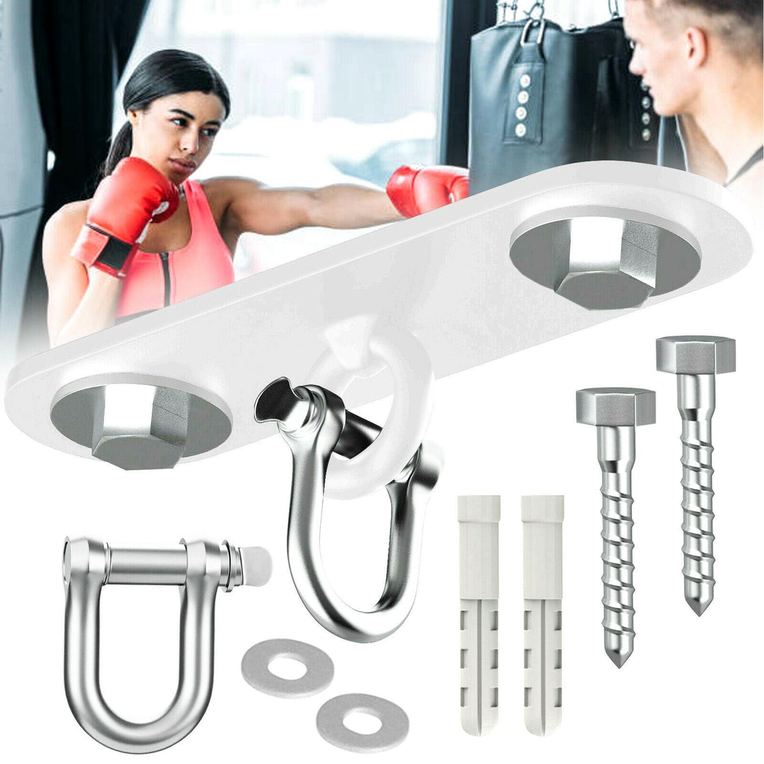 YNR Boxing Punch Bag Ceiling Hook Mount Heavy Duty Wall Bracket Steel Chain Hanging