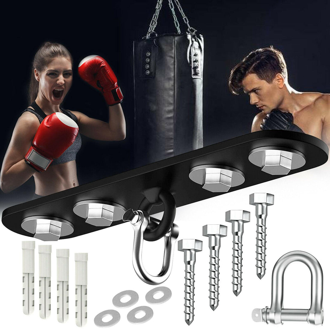 YNR Boxing Punch Bag Ceiling Hook Mount Heavy Duty Wall Bracket Steel Chain Hanging