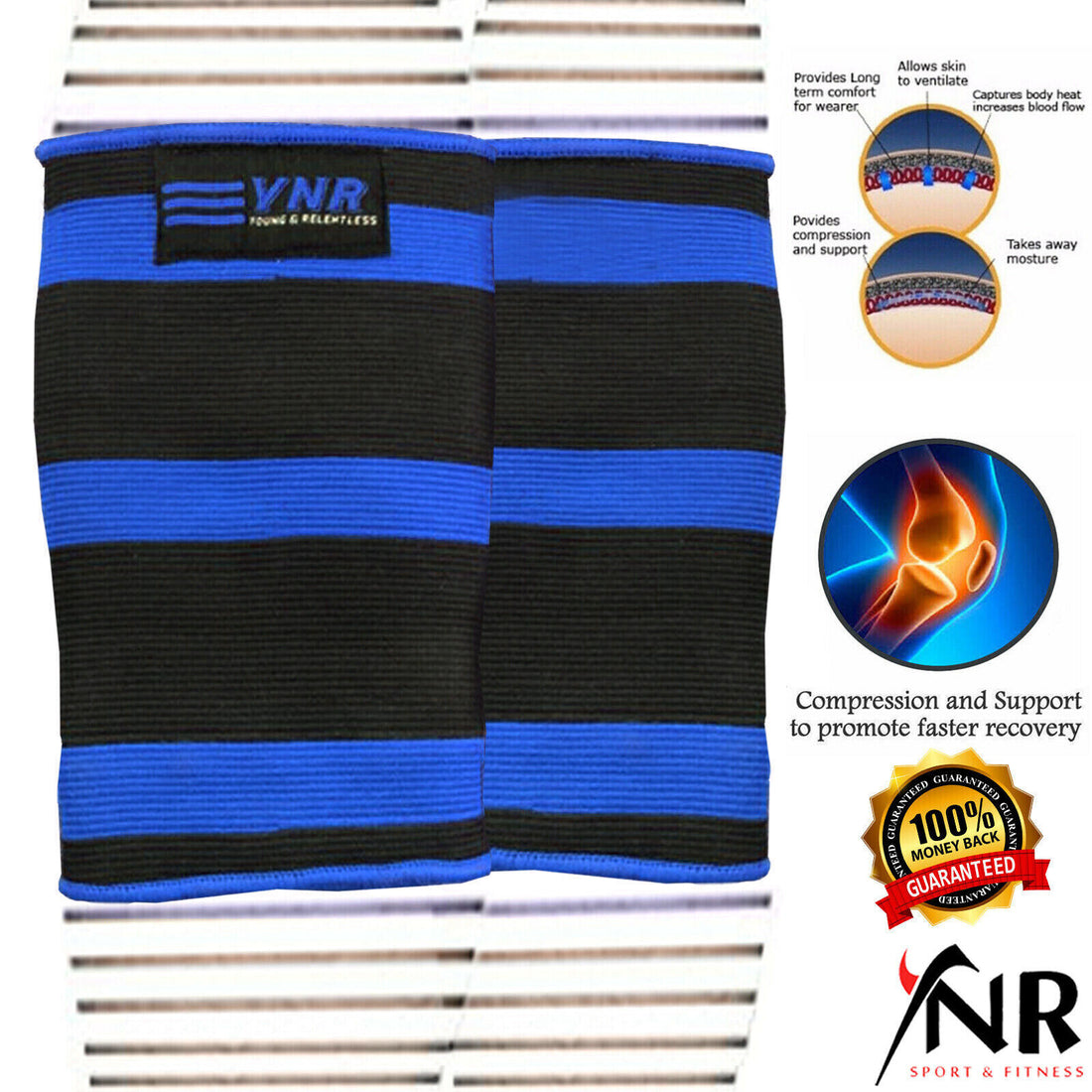 YNR® Double Ply Knee Sleeves Power Lifting Bodybuilding Strongman Gym Support